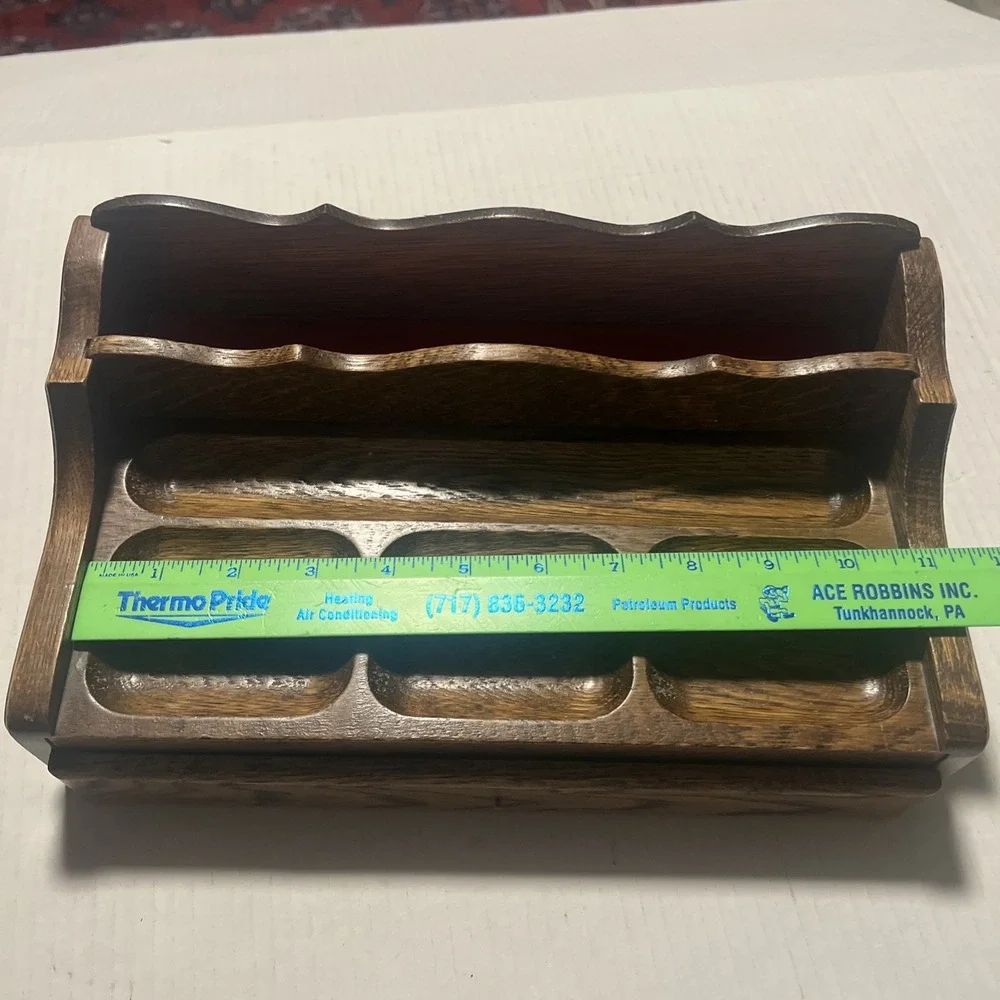 MidCentury Wooden Men's Valet Dresser Top Jewelry Organizer Red Velvet Lining